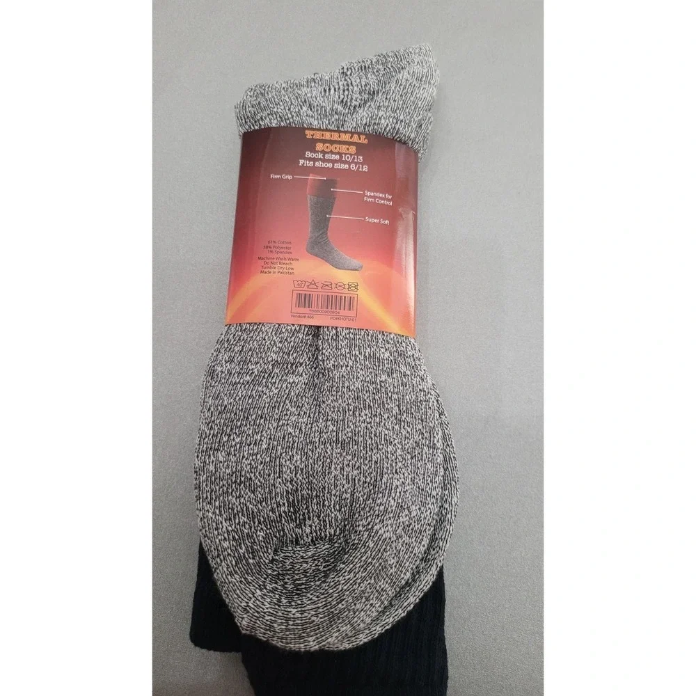Extra Warm Thermal Socks Mens 10-13 Navy Grey NEW 2 Pack Wicking High‎ Bulk Yarn